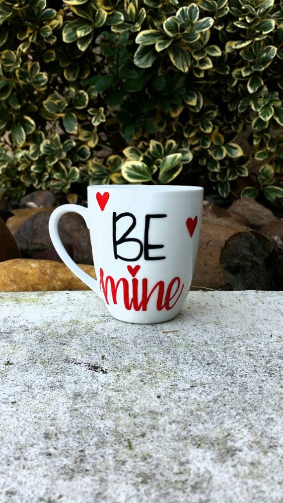 BE MINE coffee mug. Unique and Cute gift! Perfect for a valentines day gift! Fill up with little goodies and candy for your special someone!