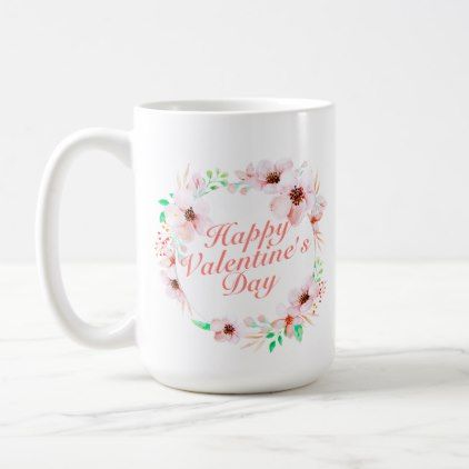Elegant Happy Valentine's Day Floral | Classic Mug - valentines day gifts gift idea diy customize special couple love
