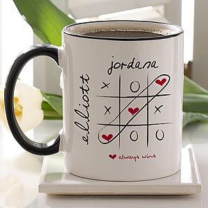 Romantic Personalized Heart Coffee Mugs - Love Always Wins