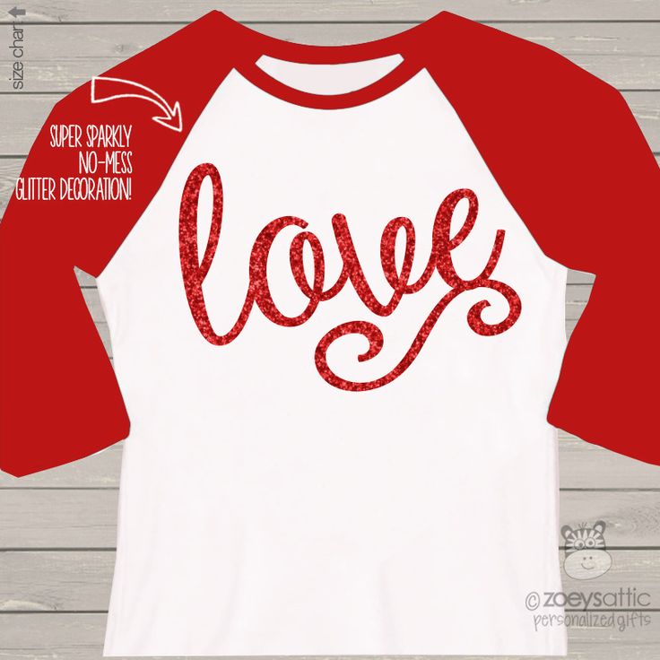 Valentine sparkly love glitter ADULT raglan shirt
