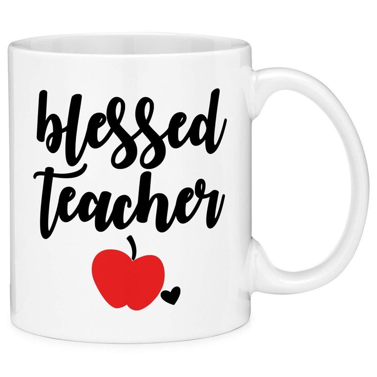 Mugvana Teacher Gift Blessed Teacher Apple Heart Quote Coffee Mug Cup Fun Novelty Gifts